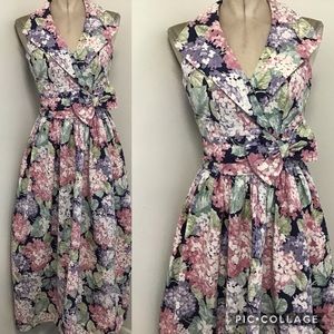 Vintage 80s halter cotton floral print dress S